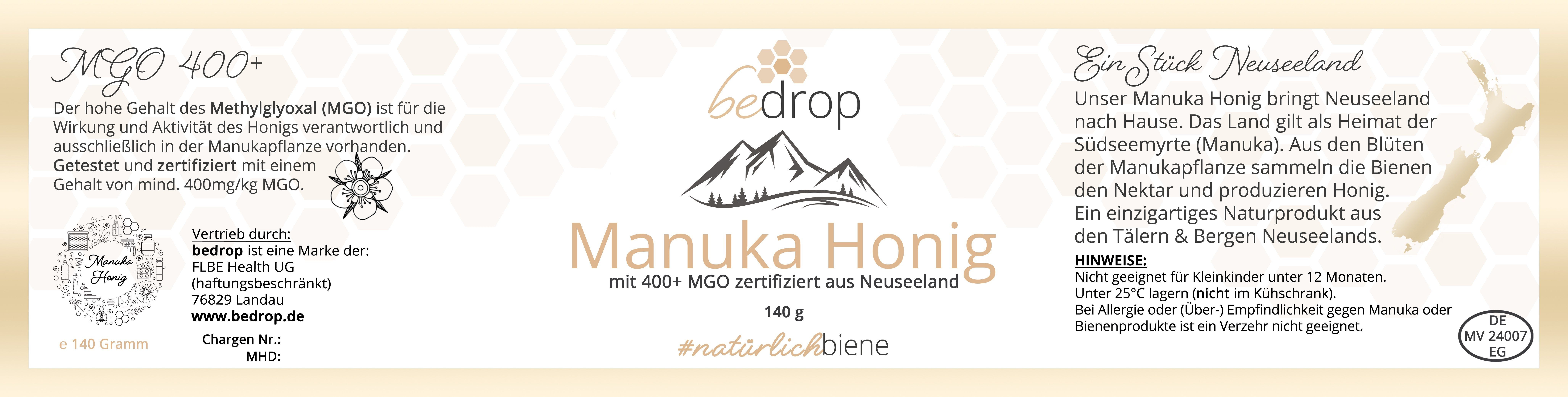 bedrop Energiebooster Set | Manuka Honig MGO 400 + Bio Gelee Royal Kapseln