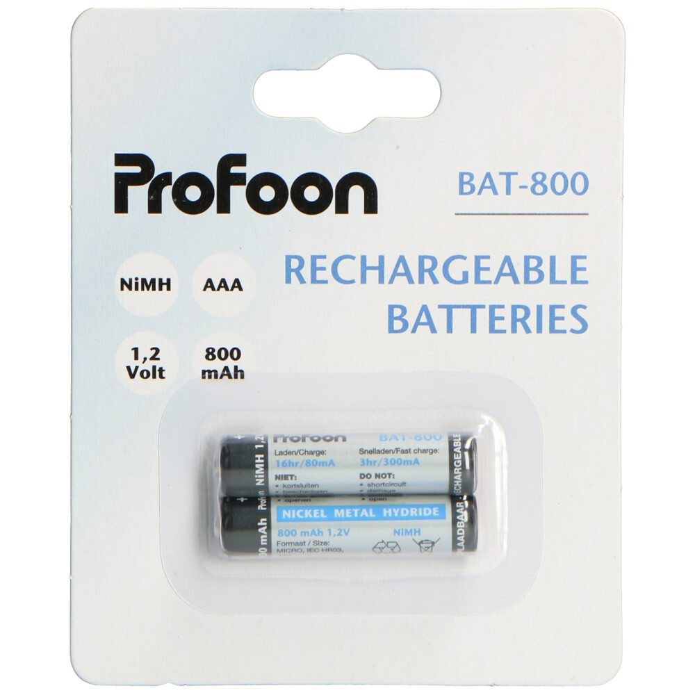 Profoon Oplaadbare Batterijen AAA 800mAh BAT-8002 stuks