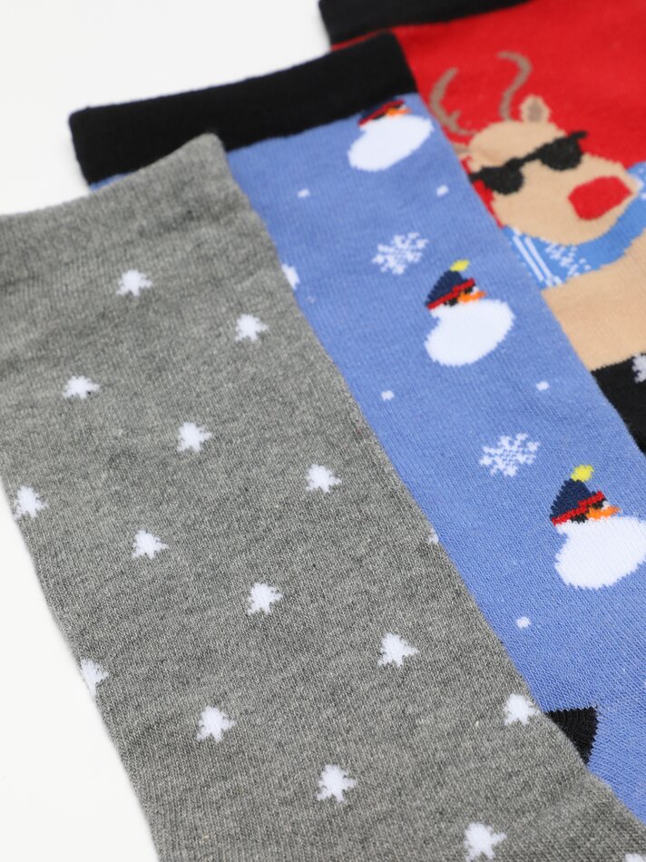 Pacote com 3 pares de meias de Natal - Azuis