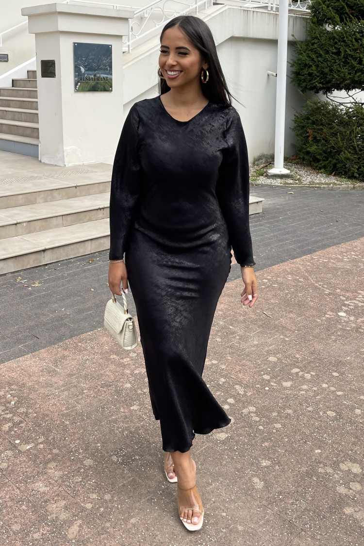 Robe de soirée longue noir scintillante