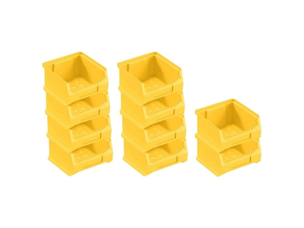 PROREGAL Value Pack 10x Gele Opbergdoos 1,0 HxBxD 6 x 10 x 10 cm 0,4 Liter Opbergcontainer