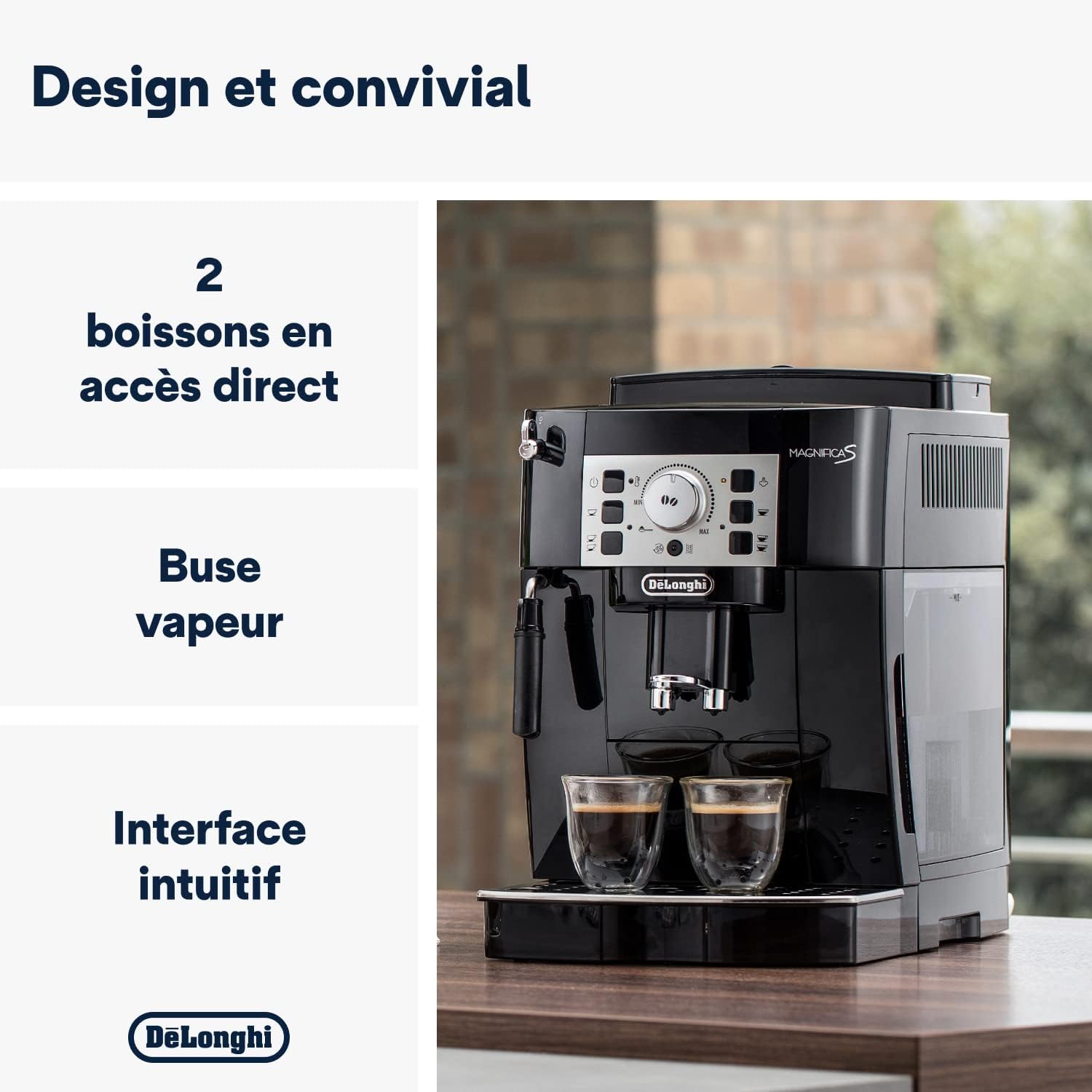 De'Longhi Magnifica S ECAM11.112.B, Machine à Café Automatique/ à Espresso du Grain à la Tasse Avec Buse à Lait, avec 4 Recettes à Touche Unique, Panneau de Contrle Soft-Touch, 1450W, Noir