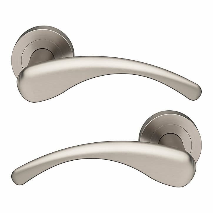 Ensemble poignée sur rosace rond à visser GoodHome Ruis effet nickel satin gris Ø50mm