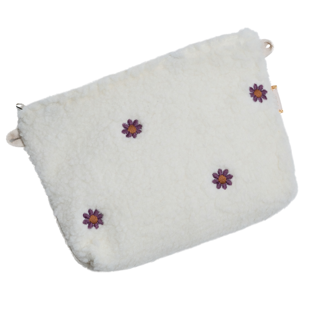Mini Pochette Tissu Moumoute Ivoire Fleurie