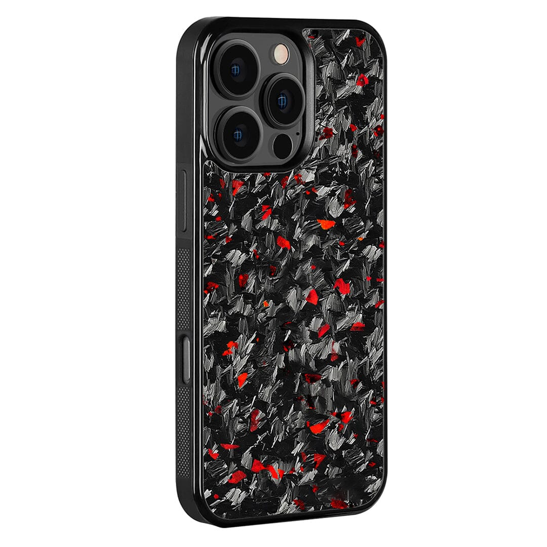 iPhone 16 Pro MagSafe Carbon Gummi Case Schutzhülle mit TPU Bumper - Rot / Schwarz
