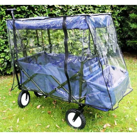 Bieco Klappbarer Bollerwagen mit Regenschutz blau