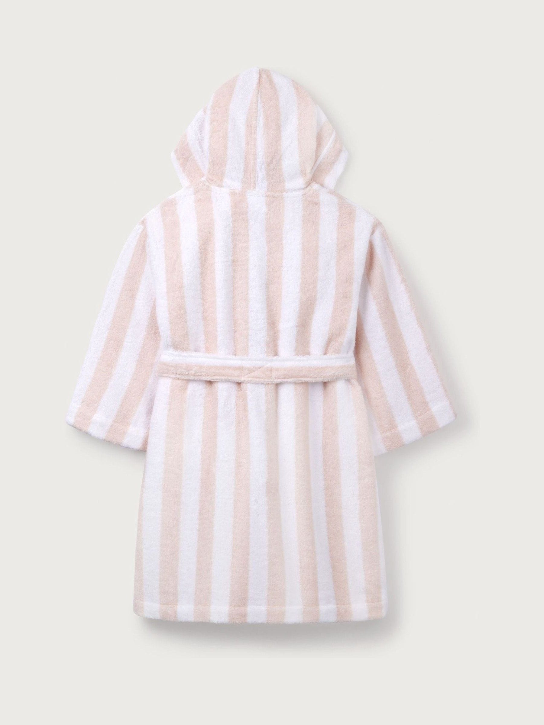 The White Company Natural 100% Cotton Wide Stripe Towelling Robe