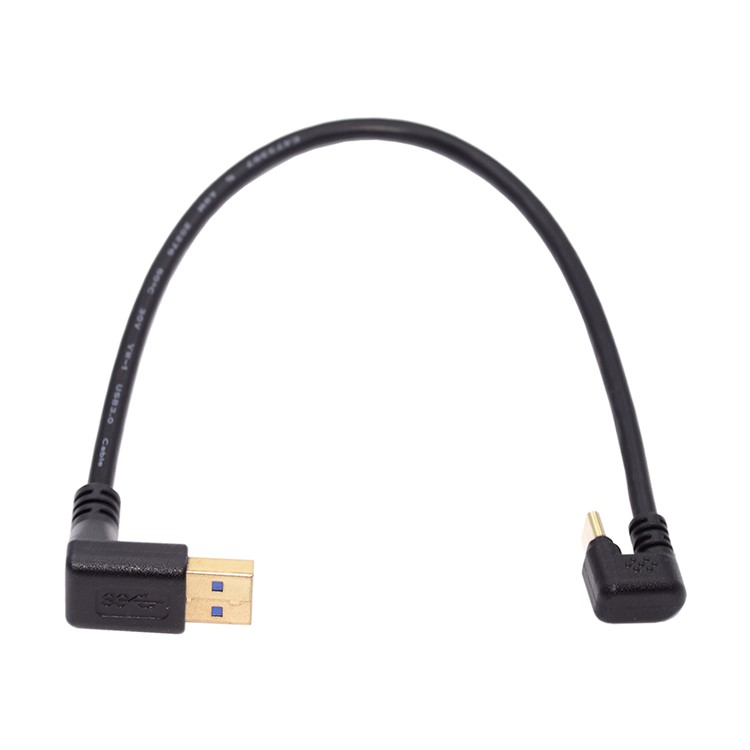 (30cm) 3A USB A auf USB C Ladekabel abgewinkeltes Datenkabel - Schwarz