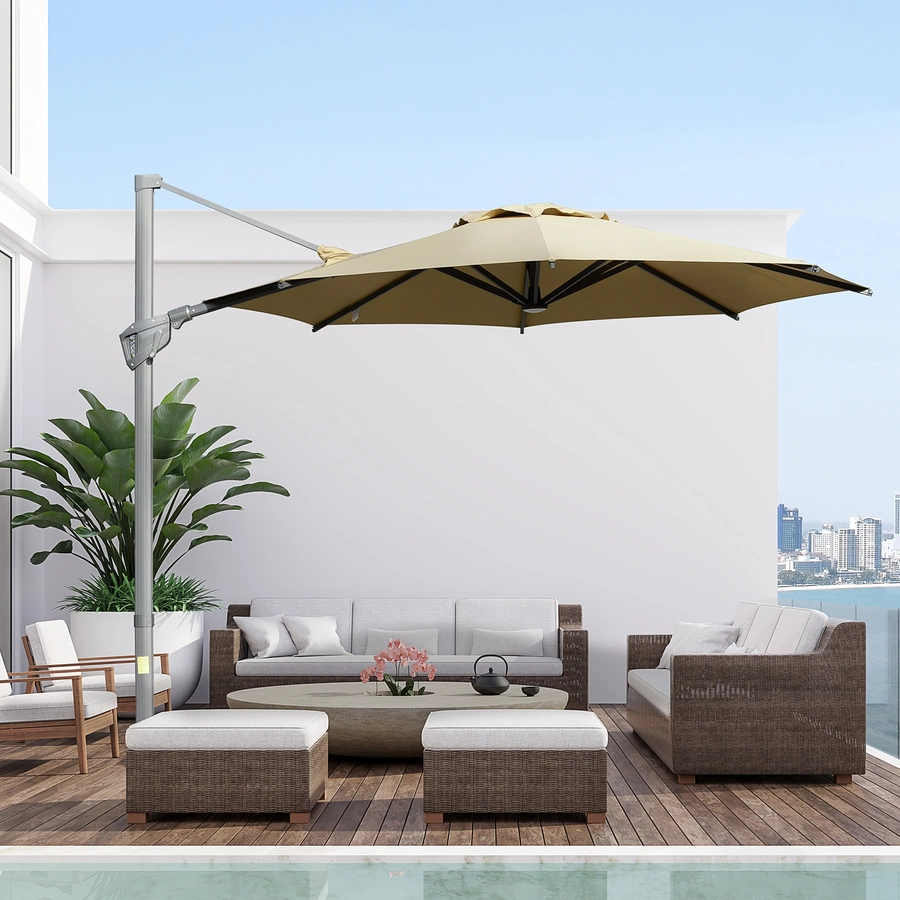 Outsunny Sonnenschirm mit verstellbarem Neigungssystem braun