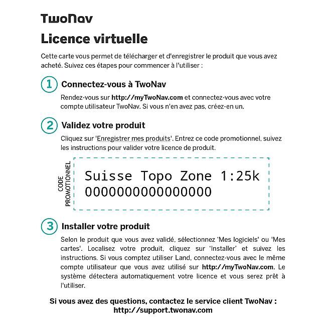 TWONAV - CARTOGRAPHIE TWONAV SUISSE TOPO ZONE 1/25000 eme