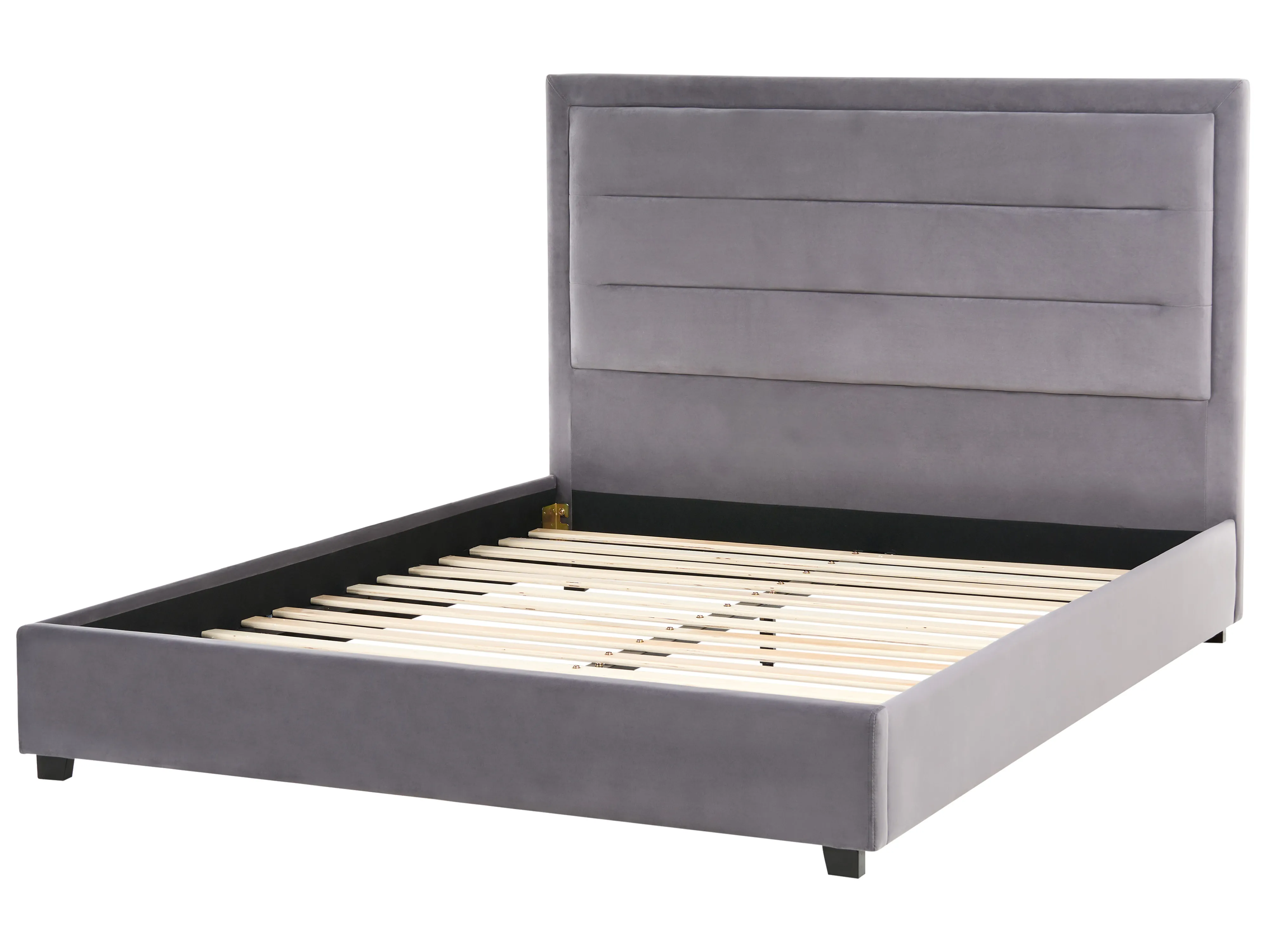 Bed Fluweel ROUEN 140 x 200 cm Donkergrijs