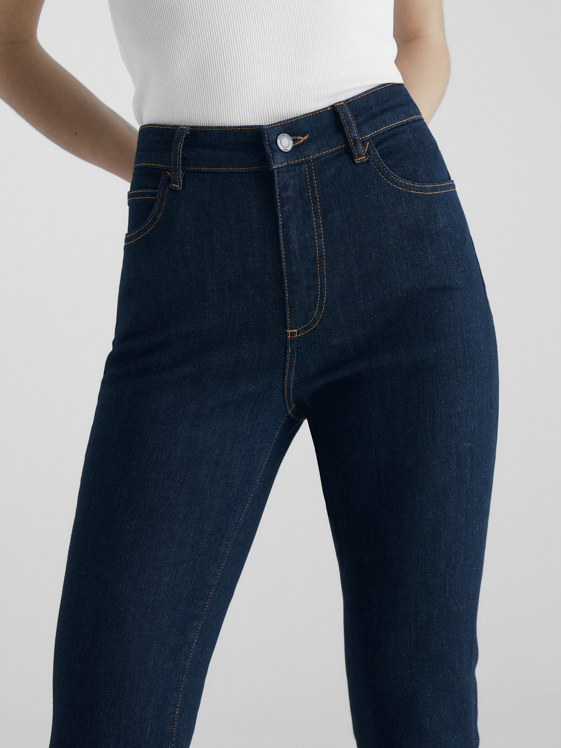 Calça jeans flare skinny para pessoas altas - AZUL ESCURO