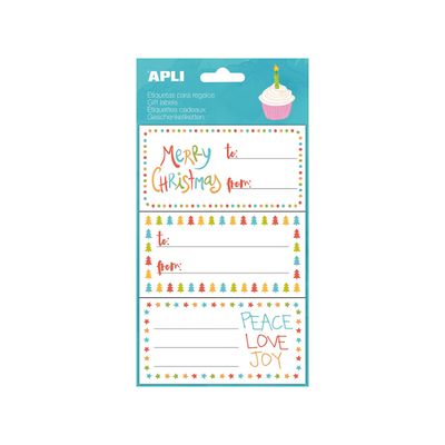 Apli Agipa - 9 Étiquettes cadeau Joyeux Noël - 76 x 39 mm