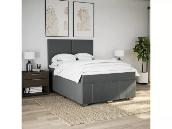 Sommier à lattes de lit avec matelas Gris foncé 160x200cm Tissu
