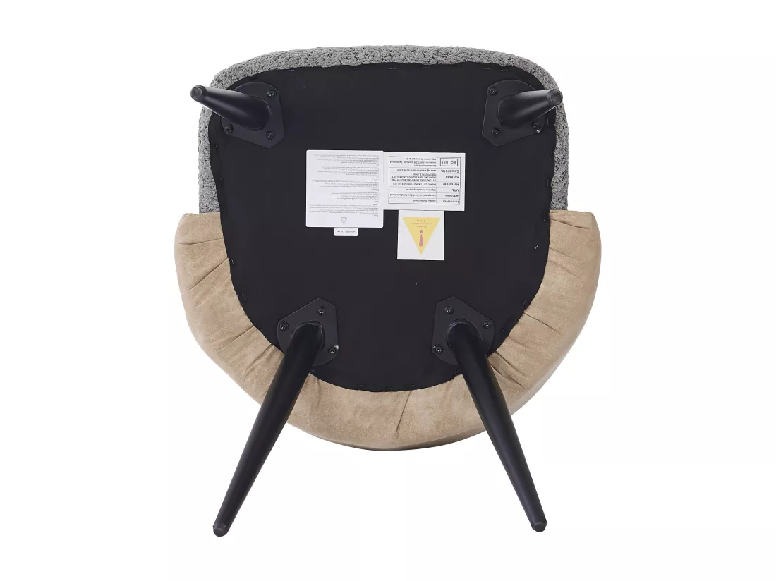Lot de 2 chaises en sherpa - pieds réglables en métal - Gris