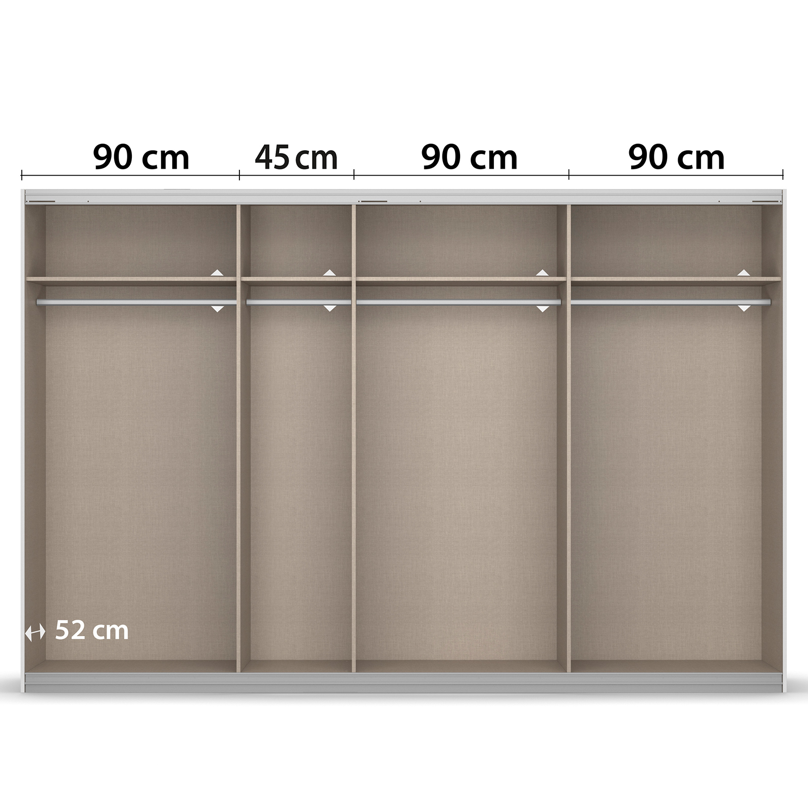 Schwebetürenschrank - Eiche Sonoma - Weißglas - 315x211 cm