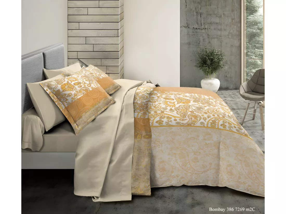 Pack complet Bombay housse de couette pour lit 140 x 190 cm 100% coton / 57 fils/cm²