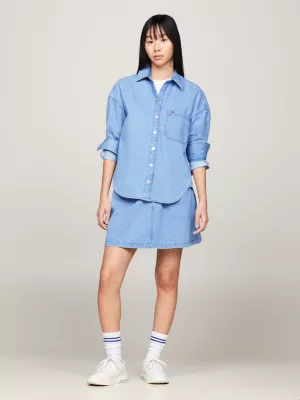 Sobretudo jeans de modelagem ampla