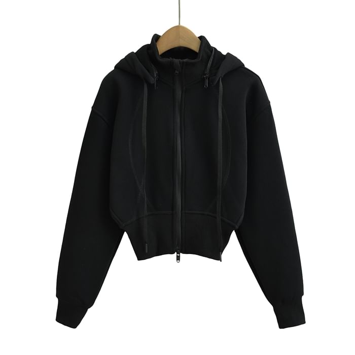 Ulark - Effen cropped hoodie met rits