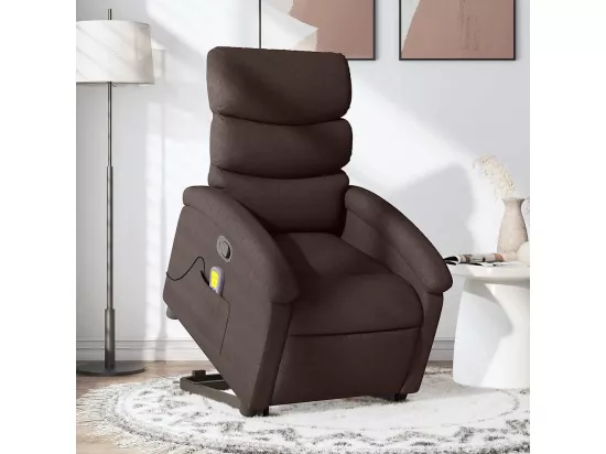 Fauteuil inclinable massant Marron foncé Tissu