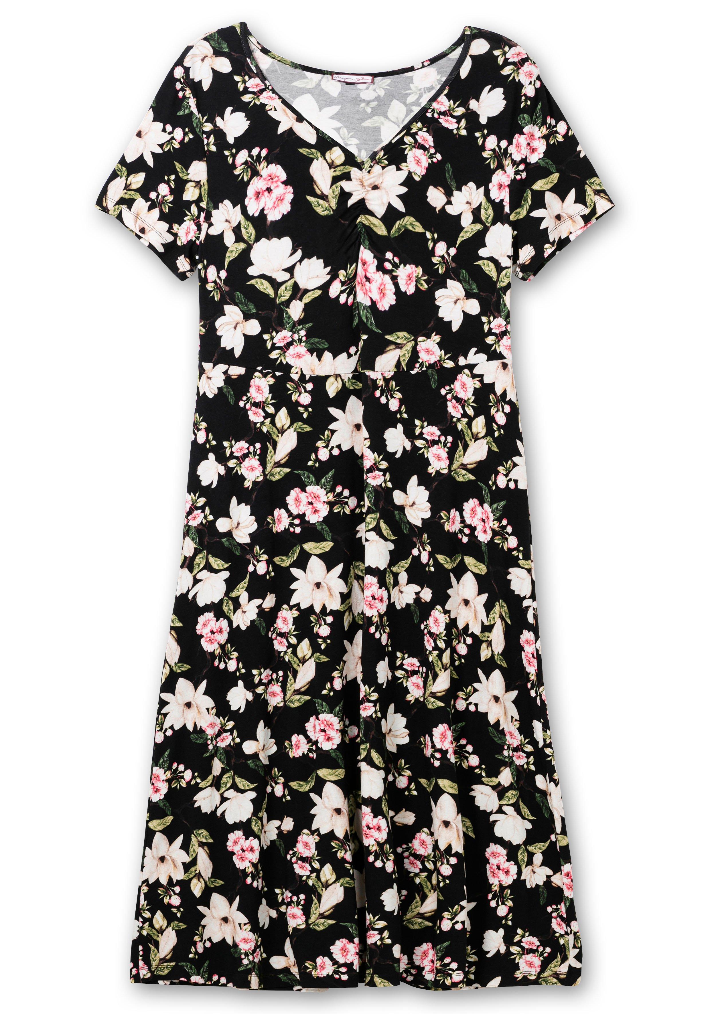 Jerseykleid in Midilänge, mit Blumendruck