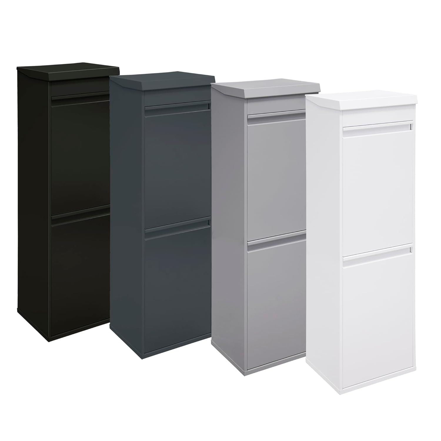 ARREGUI Top CR224-B Mülltrennsystem aus Stahl mit Aufbewahrungsbox mit Deckel | 2 Fächer Mülleimer für die Küche | 2x17 L (34 L) | 2 Fach Abfalleimer | Herausnehmbare Inneneimer mit Griff | anthrazit