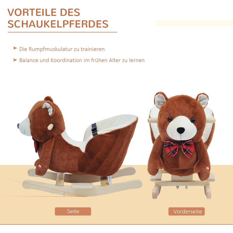HOMCOM Kinder Schaukelwippe als Bär braun