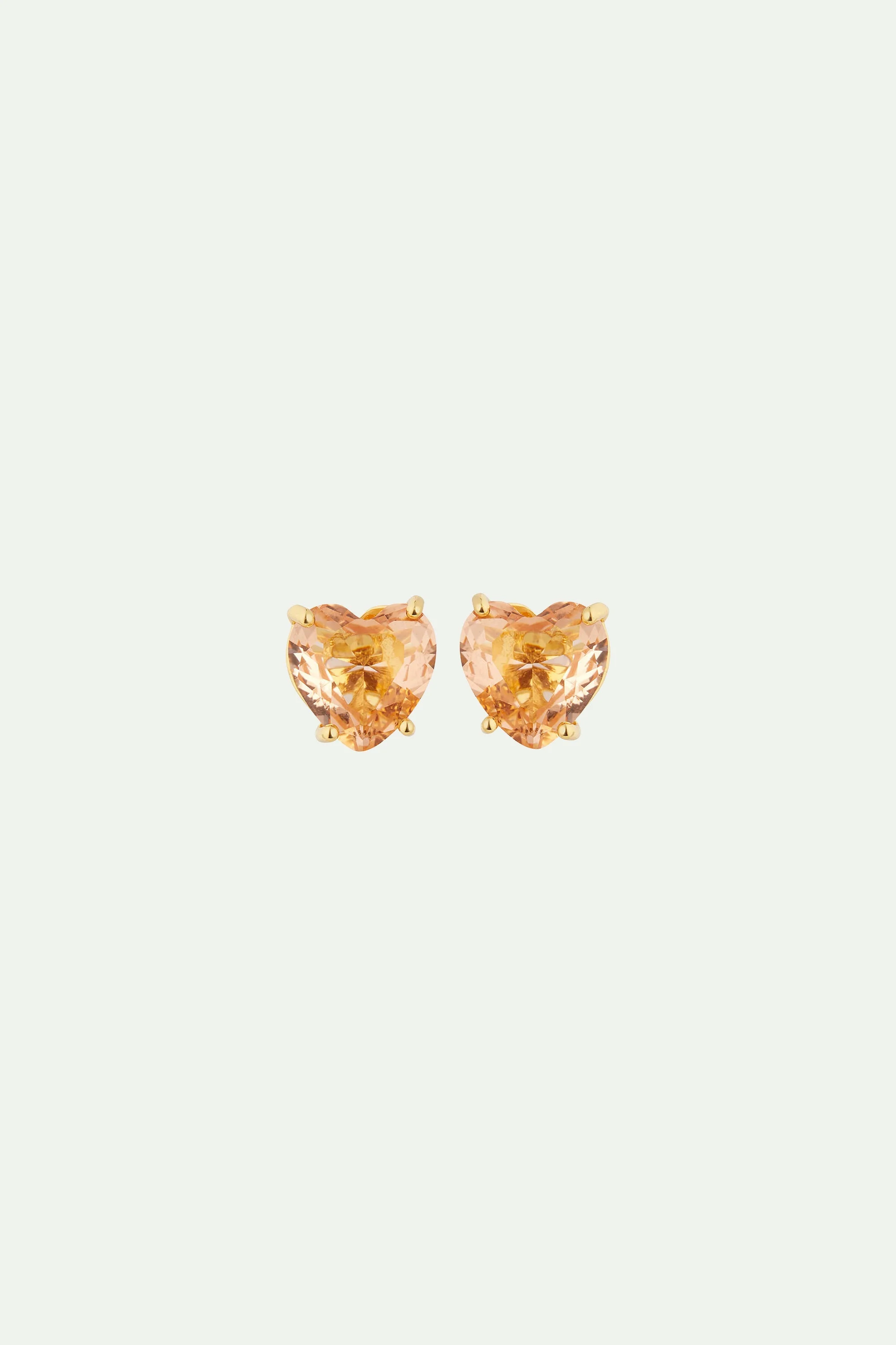Boucles d'oreilles tiges pierre coeur la diamantineabricot | Rose