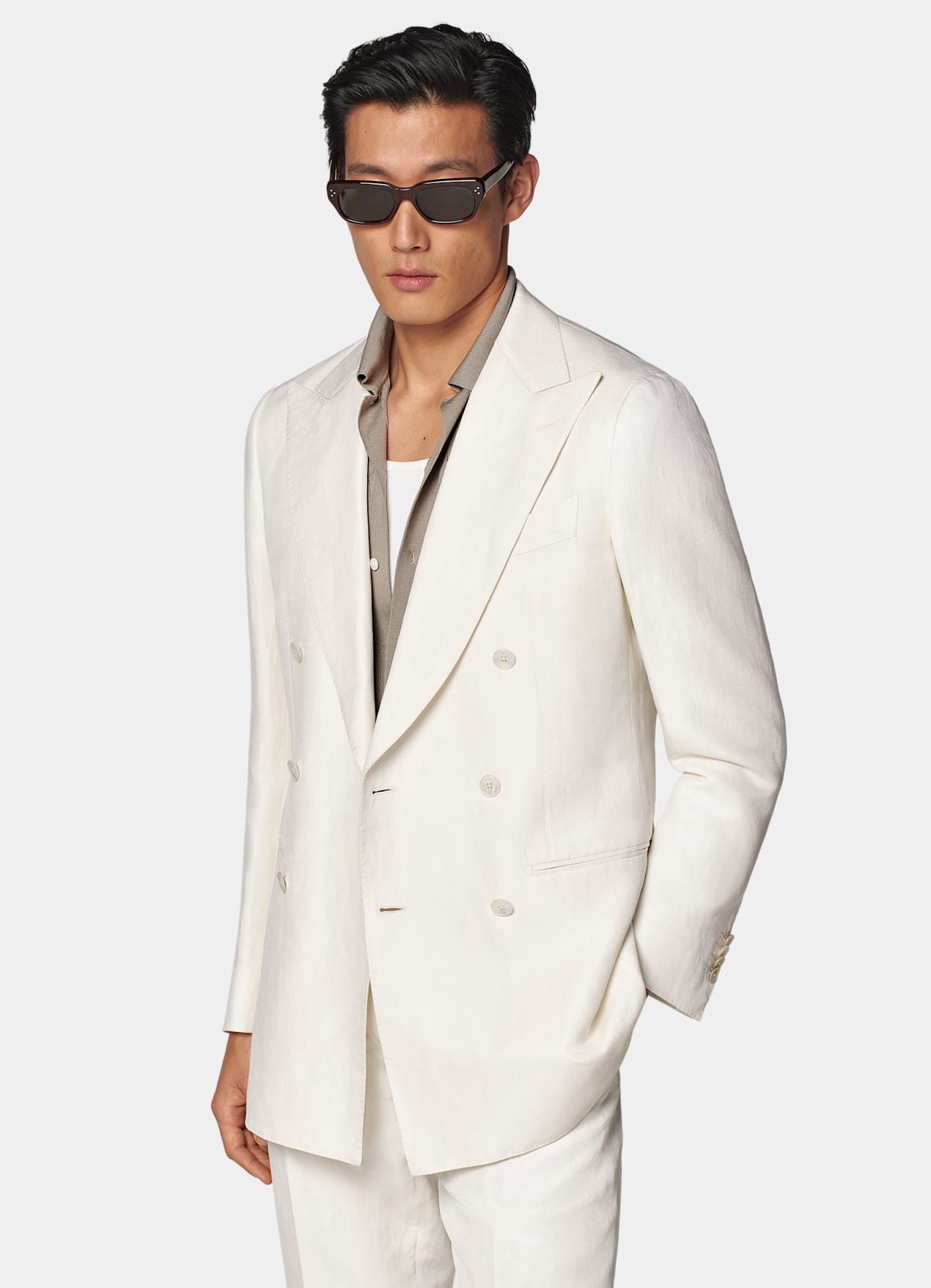Costume Havana coupe Tailored blanc cassé