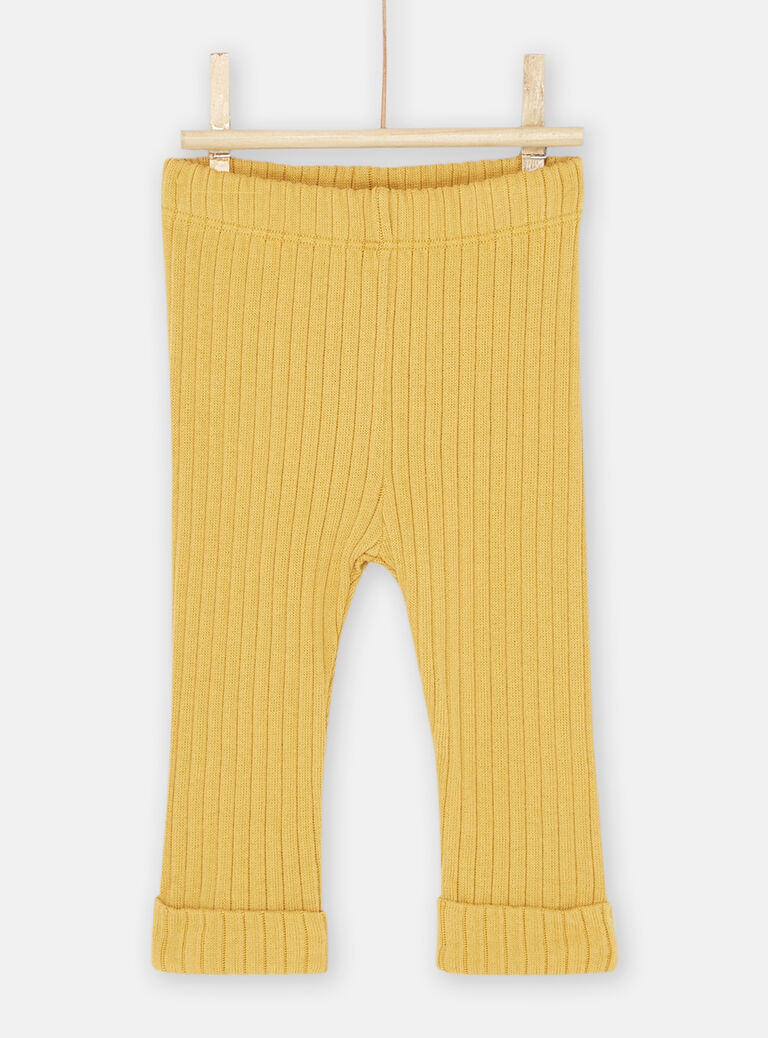 Legging côtelé jaune bébé fille
