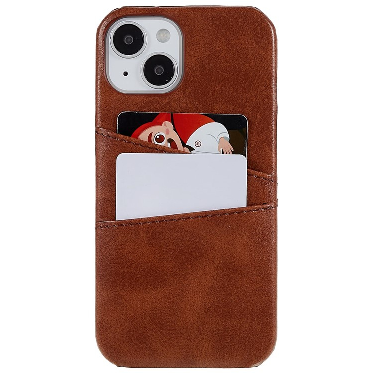 iPhone 14 Leder Hülle Snap Case   Kartenfach - Braun