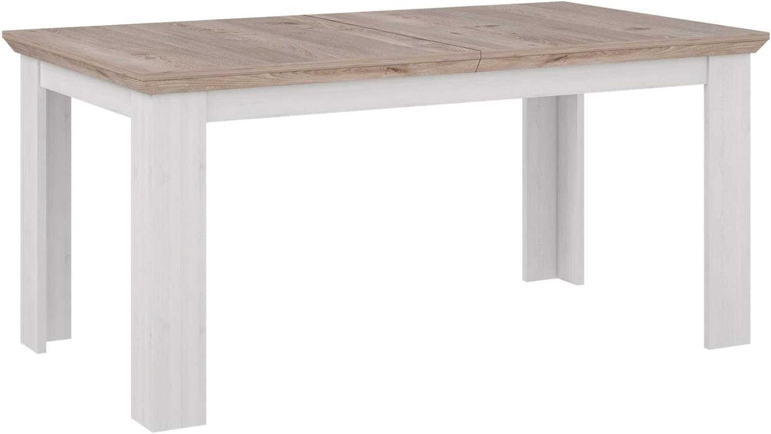 Forte ILOPPA Esstisch 160, Esstisch ausziehbar, Esszimmer, Wohnzimmer, Landhausstil, Holzwerkstoff, Nelson Eiche/Schneeeiche Holzdekor, 160 cm breit x 75 cm hoch x 90 cm tief