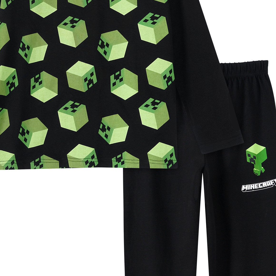 Yigga Minecraft Schlafanzug mit Prints schwarz / hellgrün