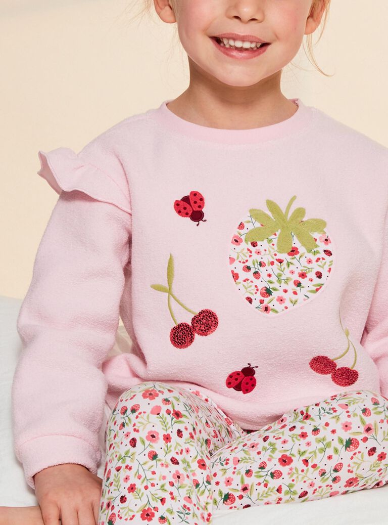 Ensemble pyjama rose pâle à et motifs fantaisie