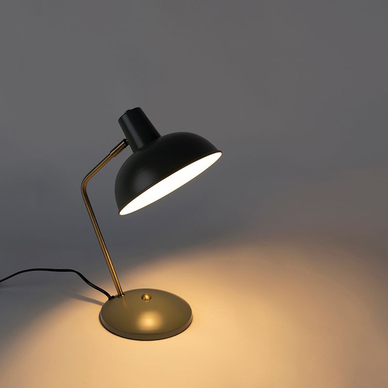 Retro tafellamp groen met brons - Milou