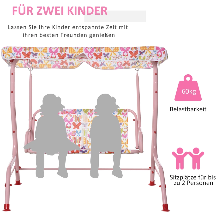 Outsunny Hollywoodschaukel für Kinder rosa