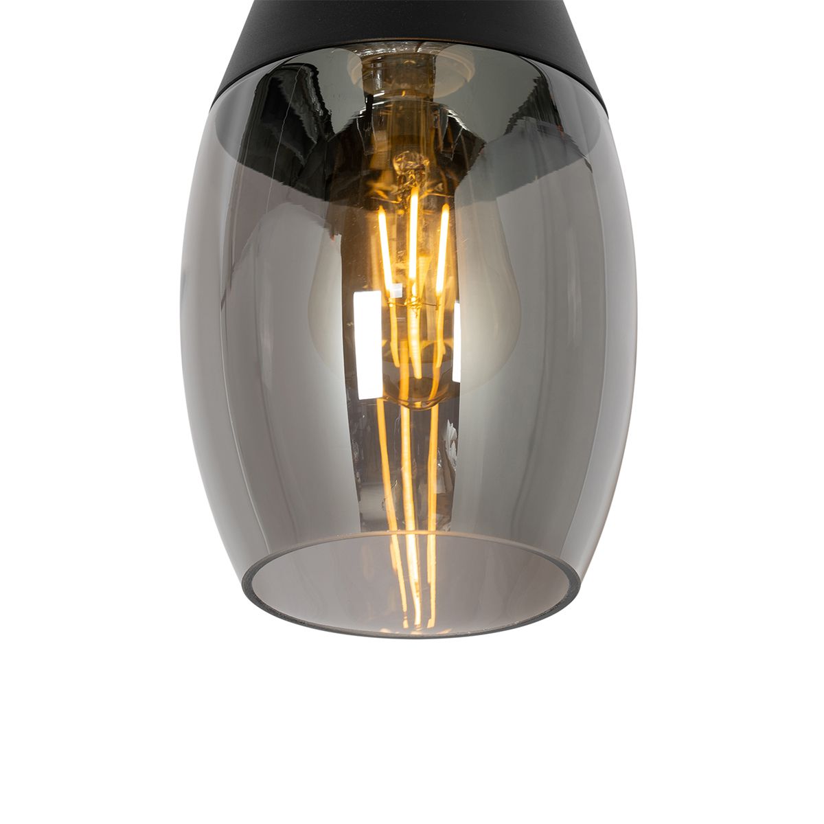 Moderne hanglamp zwart met smoke glas - Drop