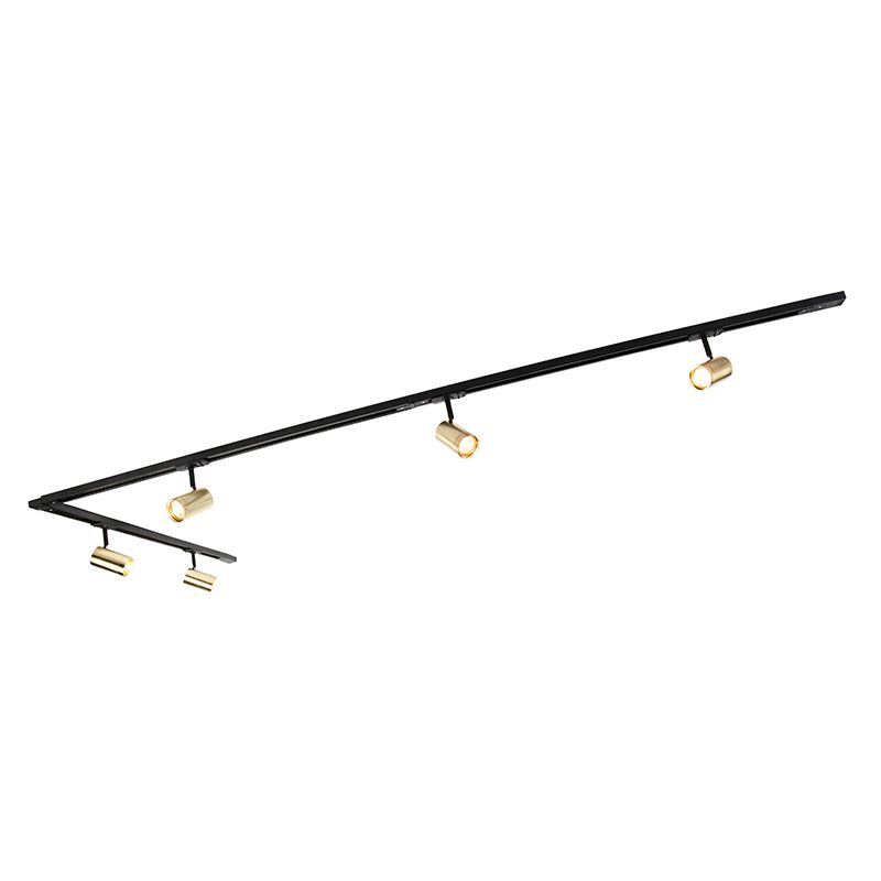 Modern railsysteem met 5 spots goud 1-fase  - Iconic Jeana
