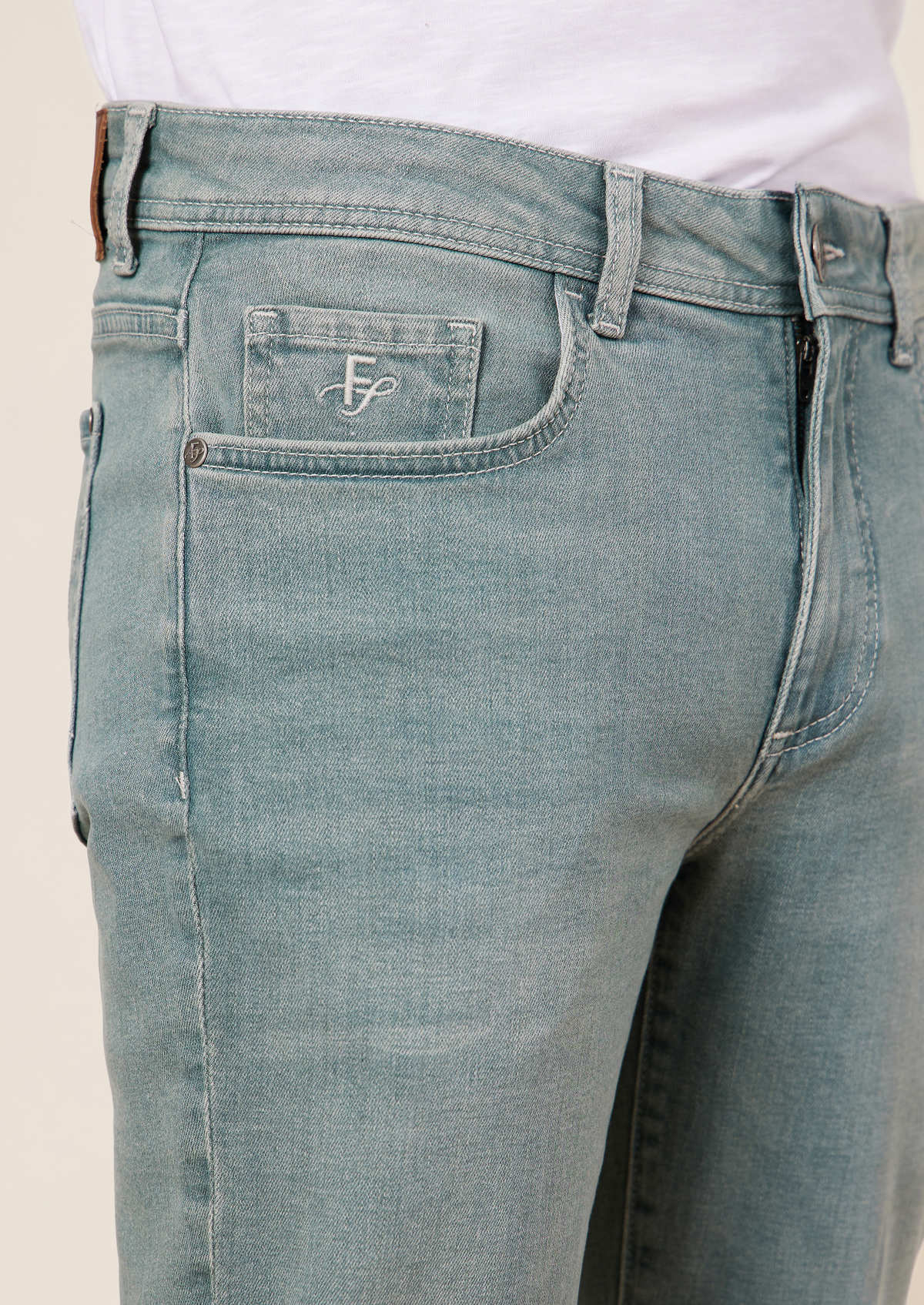 Jean skinny en coton stretch vert