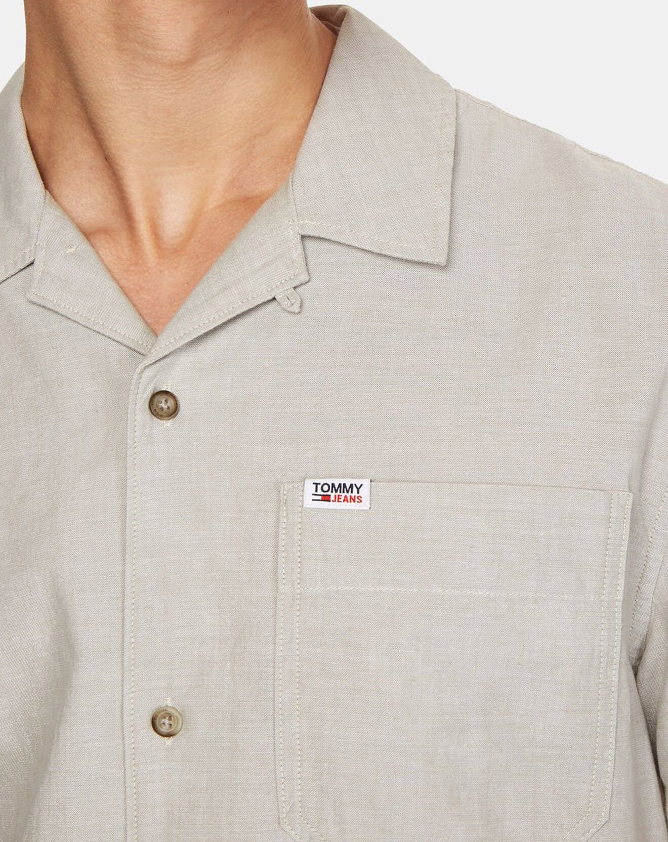 Tommy Jeans Chemisette droite en Coton & Lin Camp grise