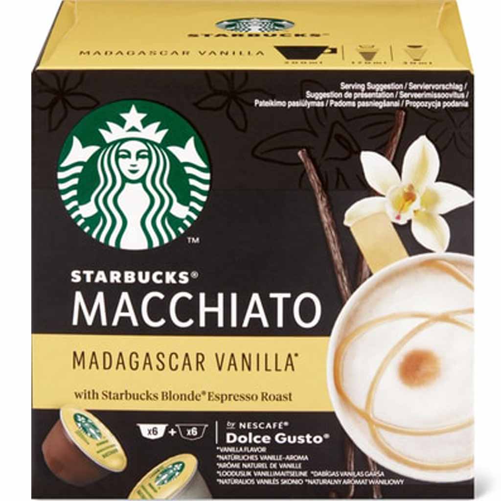 Starbucks Dolce Gusto Macchiato Madagascar Vanilla 6 Tassen 132g MHD:30.9.25