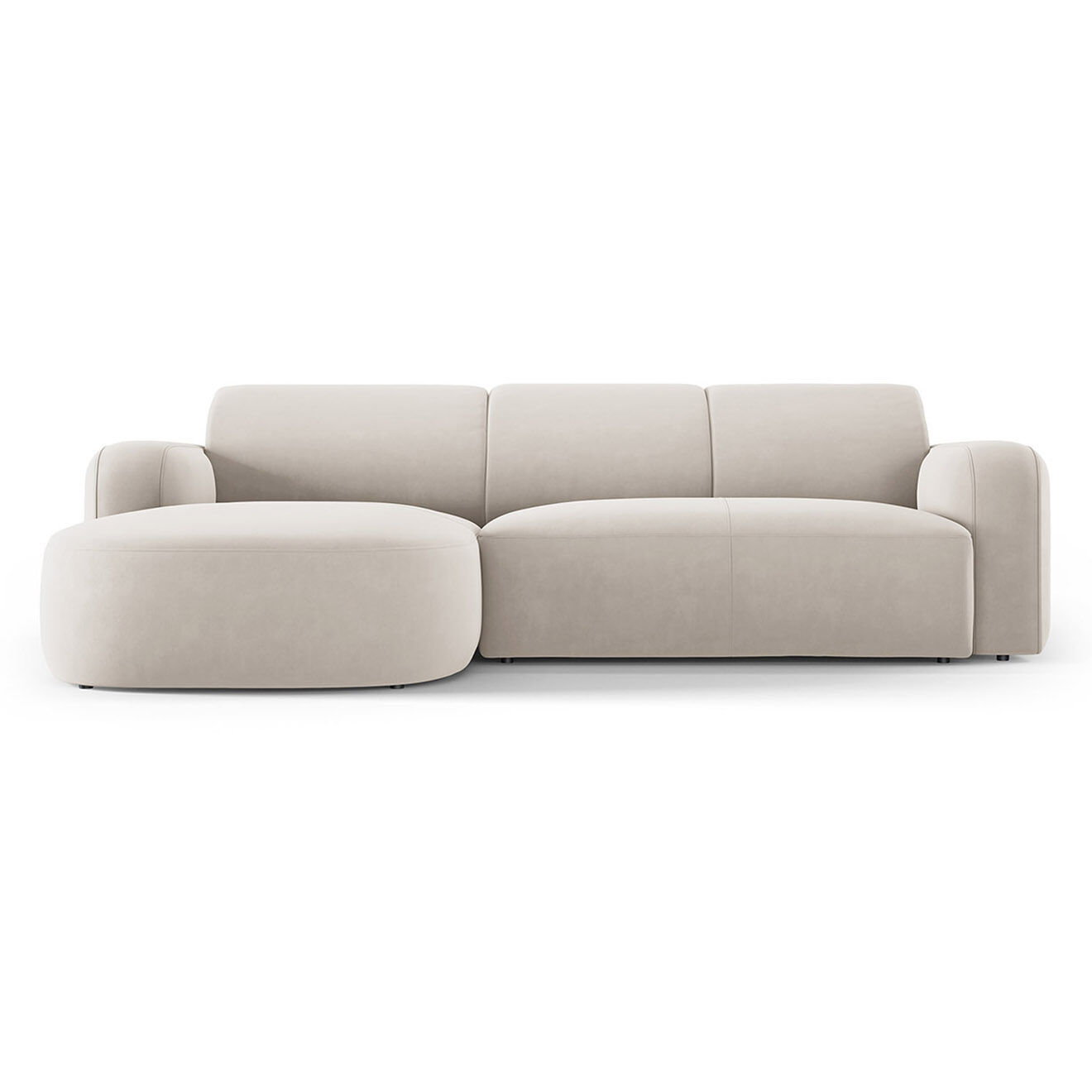Mazzini Sofas Canapé d'angle gauche Velours Jasmin 4 Places beige - 250x170x72 cm