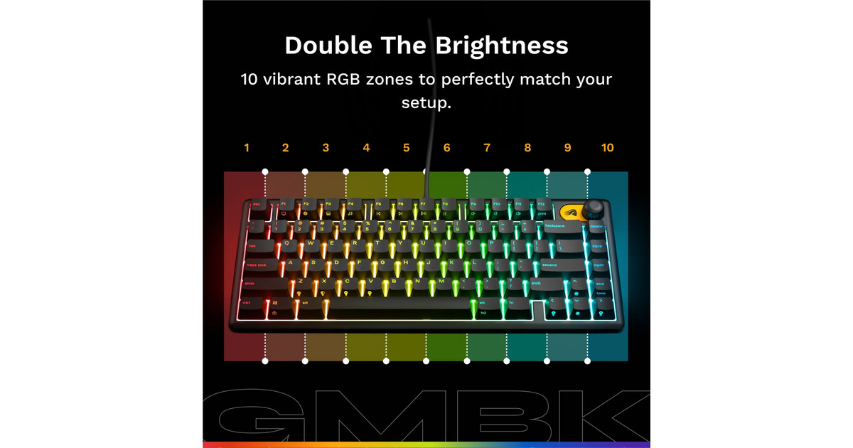GloriousGMBK 75%, gaming toetsenbord  (Zwart, US lay-out, Membraan, 75%, RGB)