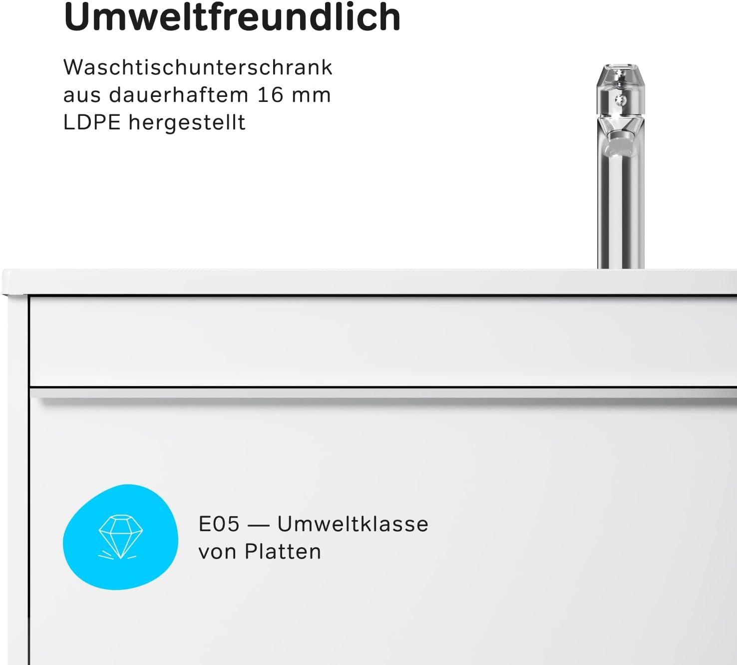AM.PM HIT - Waschbeckenunterschrank Hängend mit Waschbecken, Badmöbel Set für Badezimmer & Gäste-WC, Waschtischunterschrank mit 2 Schubladen, Weiß glänzend (100/58 cm)