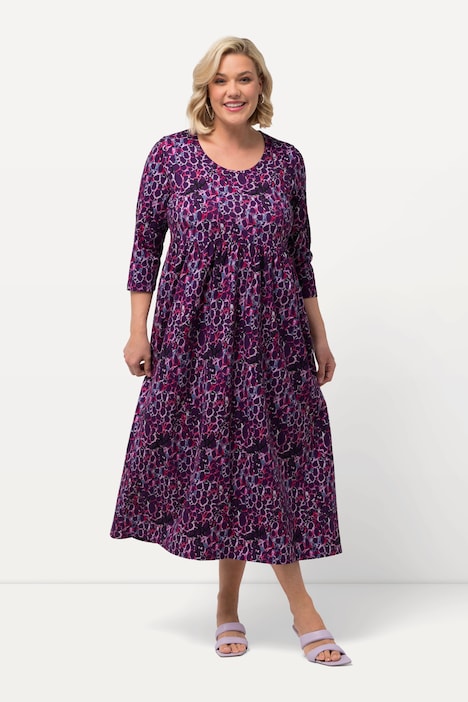 Jerseykleid, bedruckt, A-Linie, Rundhals, 3/4-Arm, Taschen