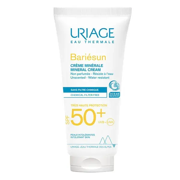Protetor solar mineral Uriage Bariésun FPS 50+ sem fragrância 100ml