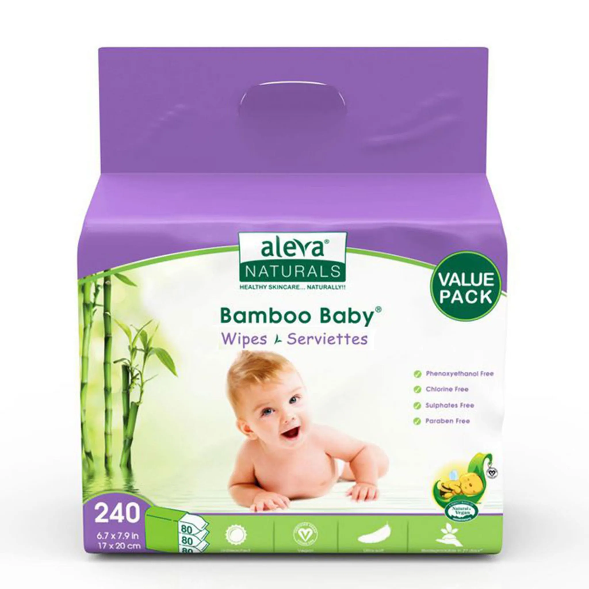 Aleva Naturals Lingettes Bamboo Baby (240)