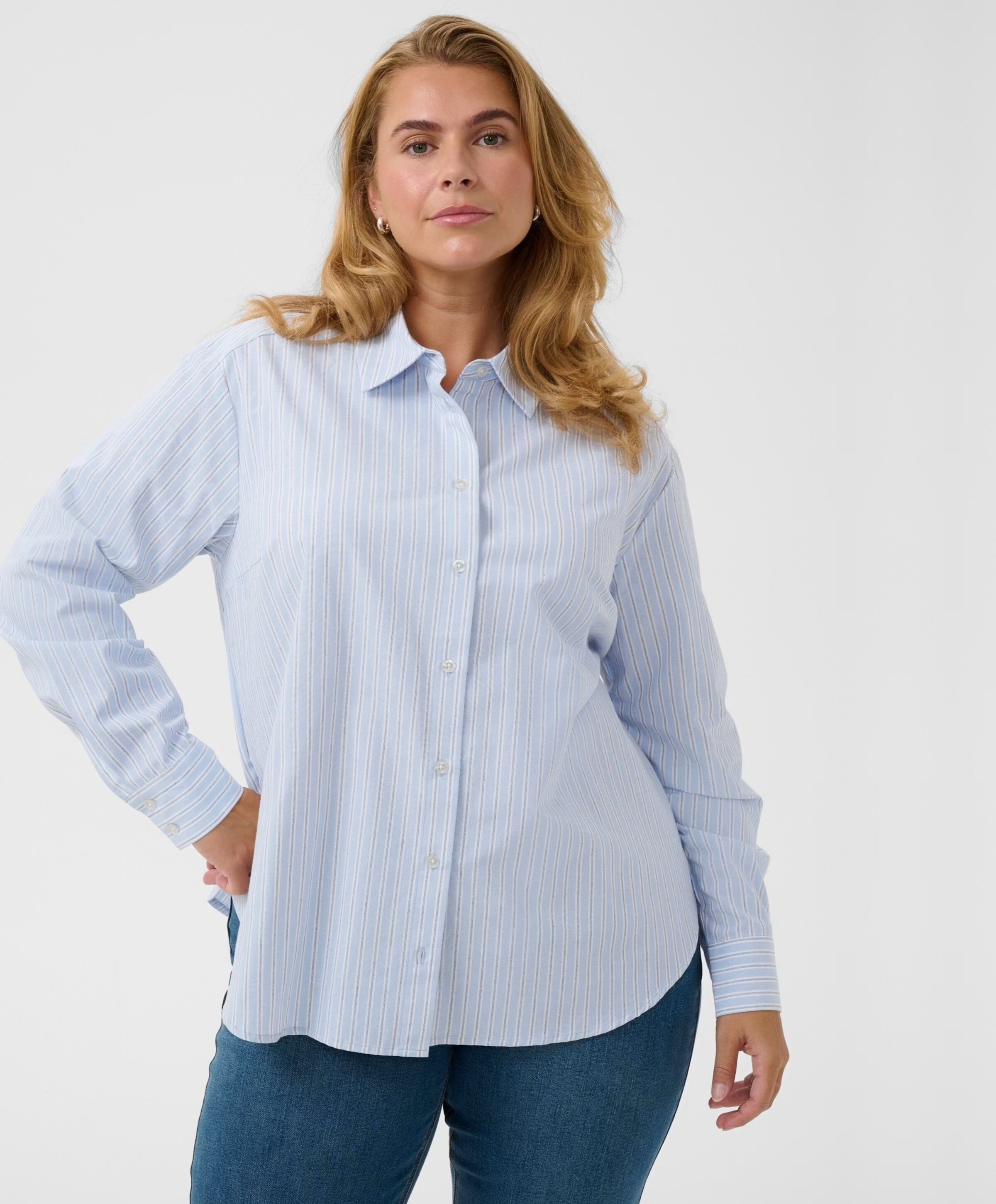 KAFFE Curve Dames blouse blauw