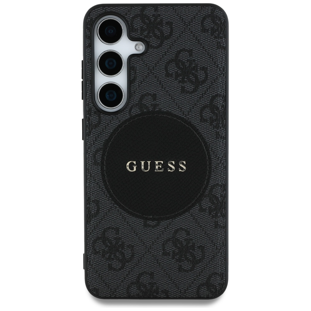 Samsung Galaxy S25  Plus Leder Hardcase Hülle 4G Round Patch Logo MagSafe-Modul (GUHMS25MP4PGRSGK) - Schwarz