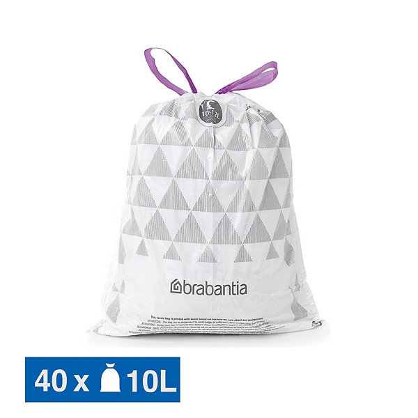 Sacs poubelle déchets courants Brabantia poignées coulissantes blancs 10 L, lot de 40